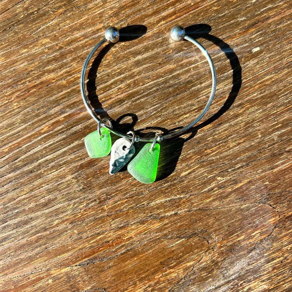 Real Nova Scotia sea glass and pottery Charm Bracelet